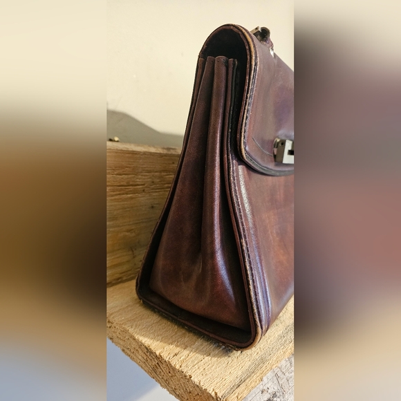 Vintage 1970s Luti Firenze Brown Leather Handbag Purse Satchel - Picture 5 of 11
